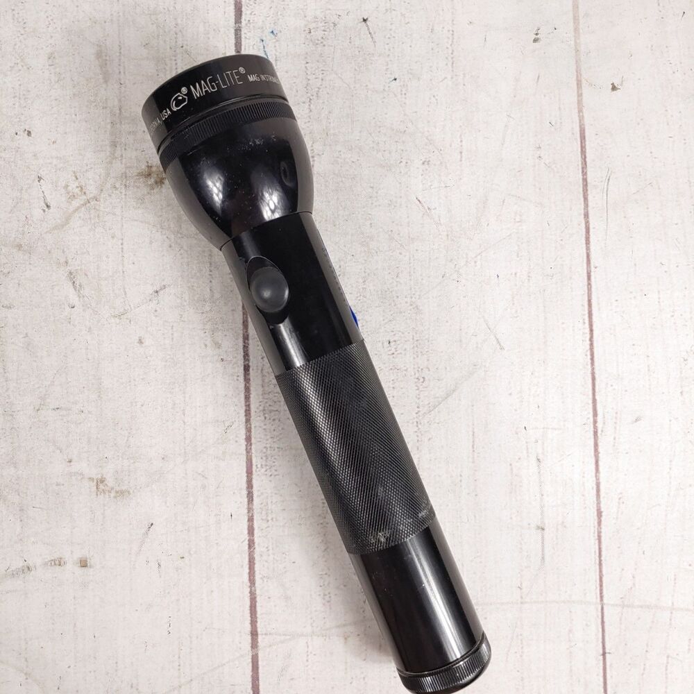Vintage Mag-Lite Black Heavy Duty Flashlight D Serial D2036448837 For Parts